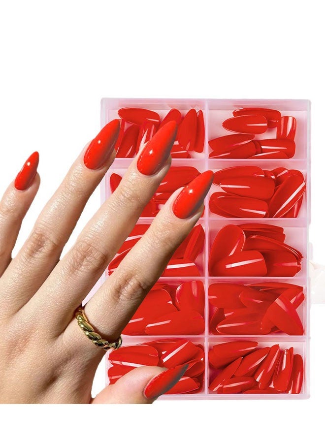 Happy D 240 false nail patches, almond-shaped press-on nails, ABS full-cover nail stickers suitable for women, suitable for daily use, parties, and weddings (milky white and red) - Image 2