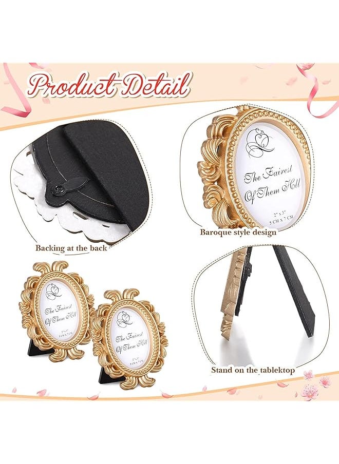 erorex Vintage Picture Frame 2X3 Antique Photo Frame Mini Picture Frame Baroque Place Card Photo Holder Resin Oval Frame Table Top Display Frame Party Decorations Resin Frame Gold 6 Pieces  - Image 3