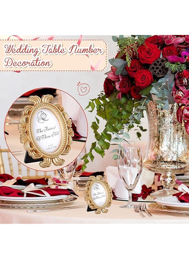 erorex Vintage Picture Frame 2X3 Antique Photo Frame Mini Picture Frame Baroque Place Card Photo Holder Resin Oval Frame Table Top Display Frame Party Decorations Resin Frame Gold 6 Pieces  - Image 5