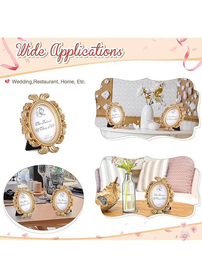 erorex Vintage Picture Frame 2X3 Antique Photo Frame Mini Picture Frame Baroque Place Card Photo Holder Resin Oval Frame Table Top Display Frame Party Decorations Resin Frame Gold 6 Pieces  - Image 4