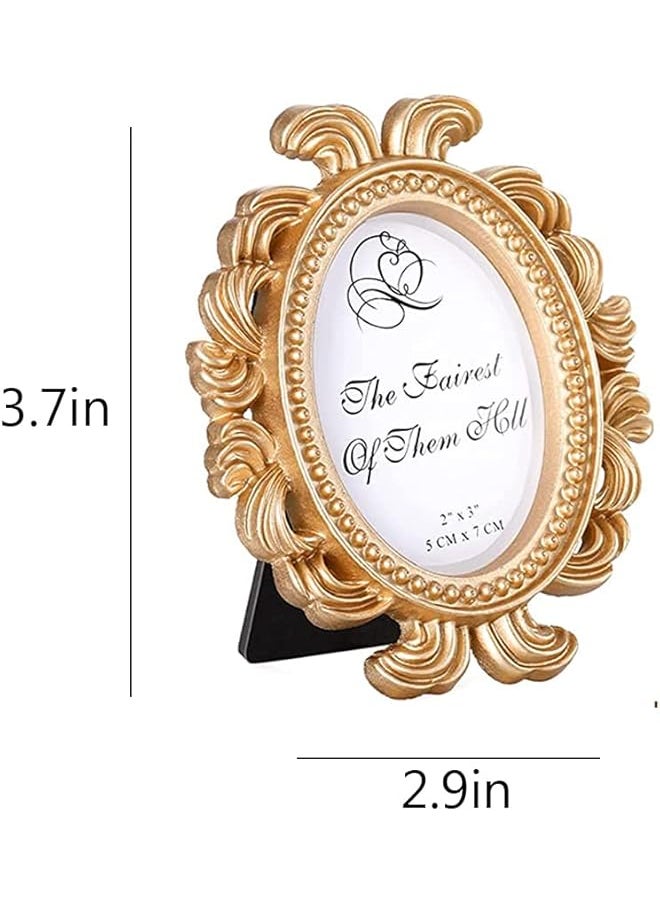 erorex Vintage Picture Frame 2X3 Antique Photo Frame Mini Picture Frame Baroque Place Card Photo Holder Resin Oval Frame Table Top Display Frame Party Decorations Resin Frame Gold 6 Pieces  - Image 2