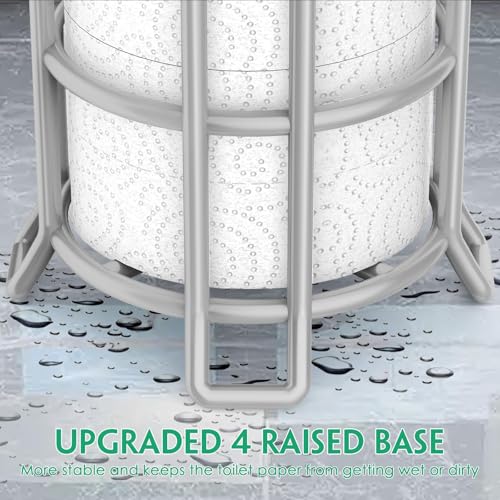 TomCare Toilet Paper Holder Stand with Storage Shelf Tissue Paper Roll Dispenser Free Standing 4 Raised Feet Toilet Paper Storage Metal Bathroom Organizers and Storage - Image 4