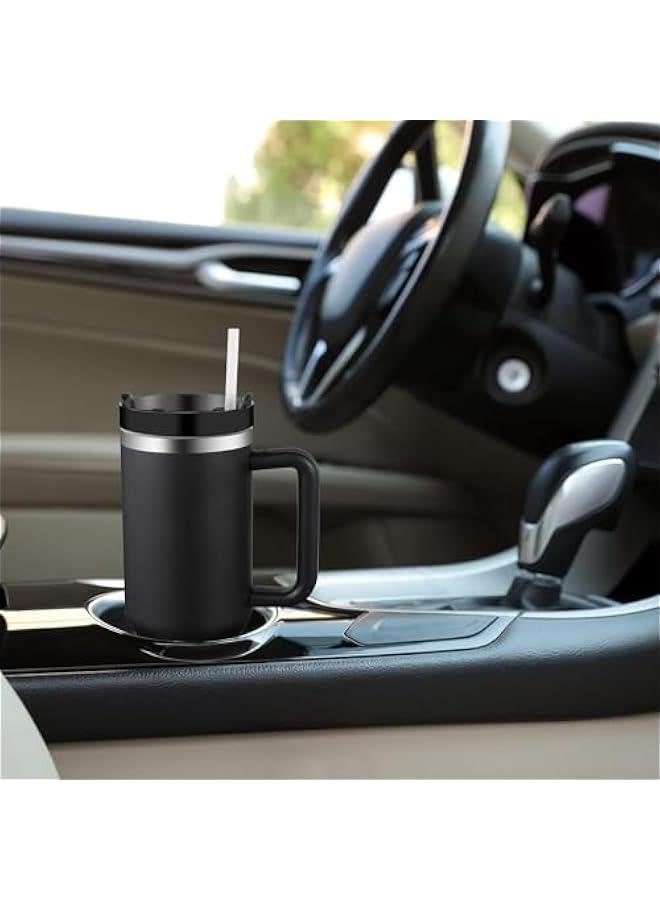 ميكسد 40 أوقية غطاء مع مقبض وغطاء القش، الفولاذ المقاوم للصدأ فراغ معزول غطاء للشاي المثلج الماء من القهوة، يبقي البارد لمدة 12 ساعة أو الساخنة لمدة 6 ساعات (أسود) - Image 3