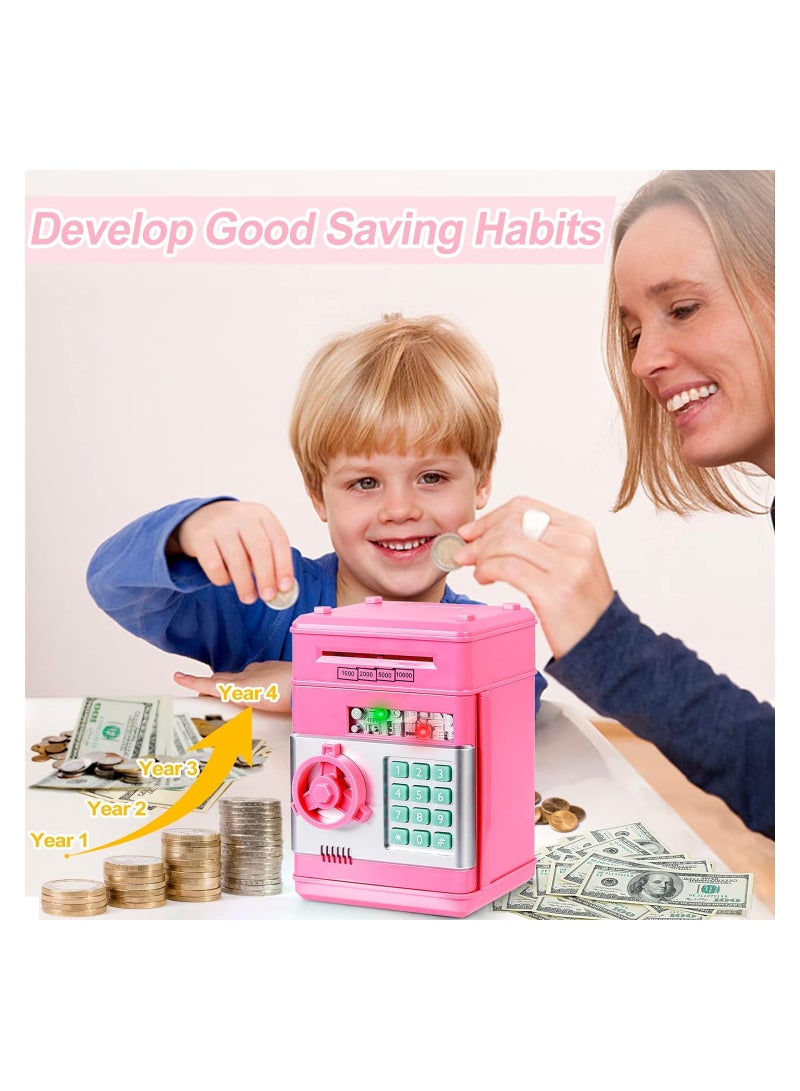 Money Box for Kids Age 3-12, Electronic Money Bank Safe Piggy Bank for Girls Boys, Password Money Safe Savings Money Box for Girls Kids, Best Gift For Birthday Children's Day (Pink) - Image 2