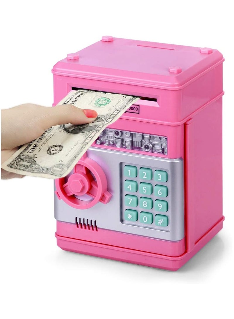 Money Box for Kids Age 3-12, Electronic Money Bank Safe Piggy Bank for Girls Boys, Password Money Safe Savings Money Box for Girls Kids, Best Gift For Birthday Children's Day (Pink) - Image 1