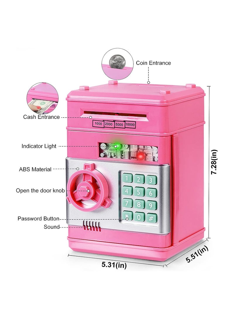 Money Box for Kids Age 3-12, Electronic Money Bank Safe Piggy Bank for Girls Boys, Password Money Safe Savings Money Box for Girls Kids, Best Gift For Birthday Children's Day (Pink) - Image 3
