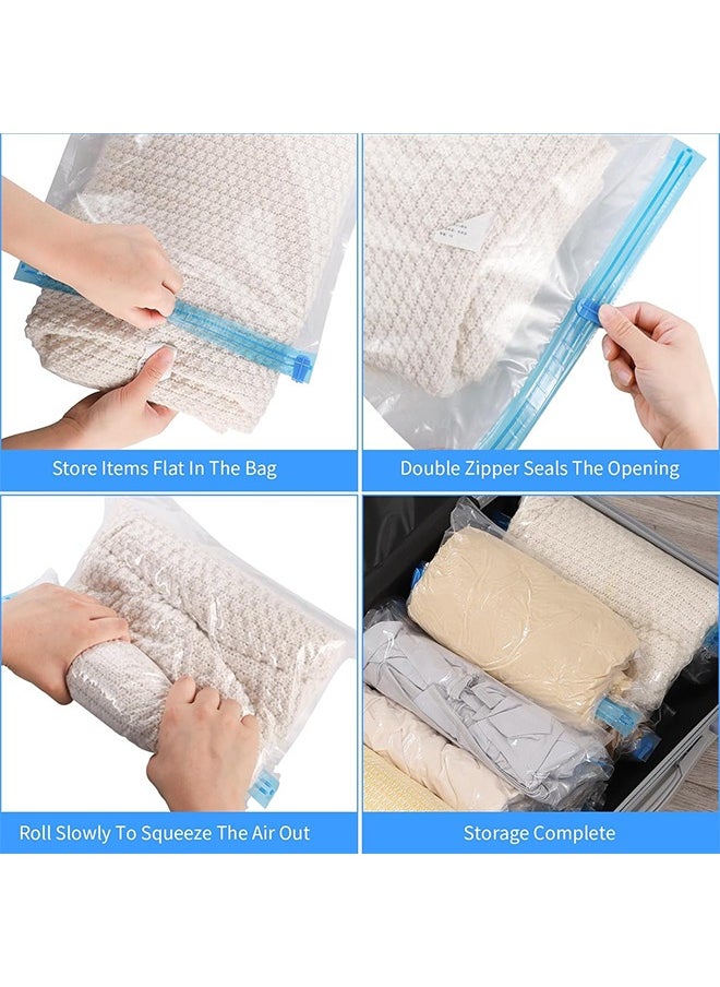 Beauenty 12 Pack Vacuum Storage Bags, Reusable Roll Up Compression Bags, 35X50cm Medium Vacuum Storage Bags for Travel,Space Saving Storage Packing Bags for Suitcases, No Pump or Vacuum Needed  - Image 4