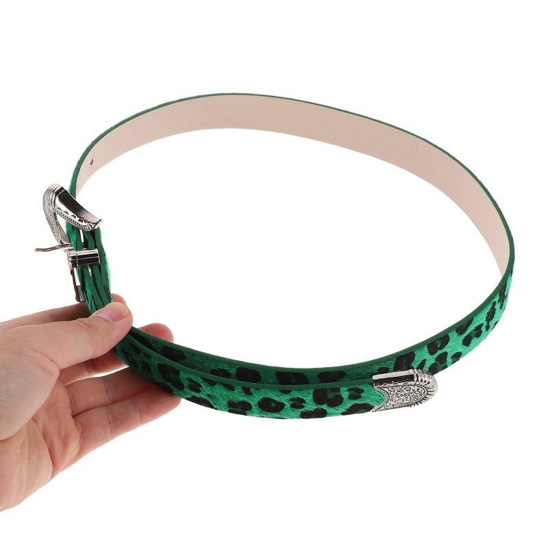 Womens Leopard Print Belt: Vintage Western Retro Wide Waist Belt Elegant Ladies Waistband For Jeans Dress Casual Wear Green - Image 2