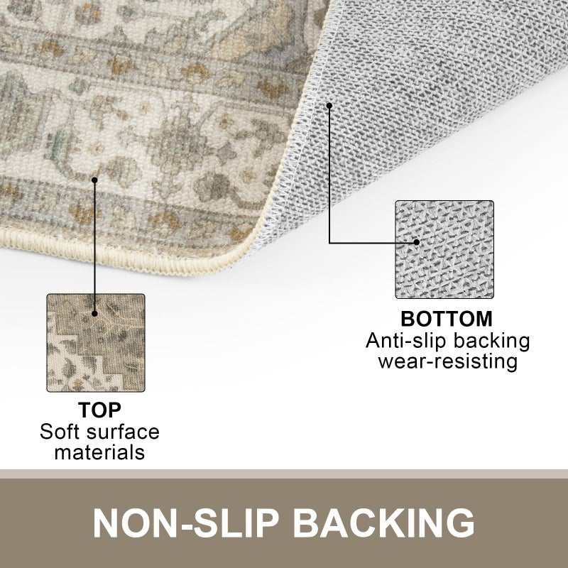 Collive Washable Indoor Doormat, Non Slip Retro Floor Mat 20" x 32" Small Mat Quick Absorbent Entrance Rug Distressed Taupe Front Door Mat, Welcome Mats Entryway Rug Doormats for Kitchen Home Patio - Image 2