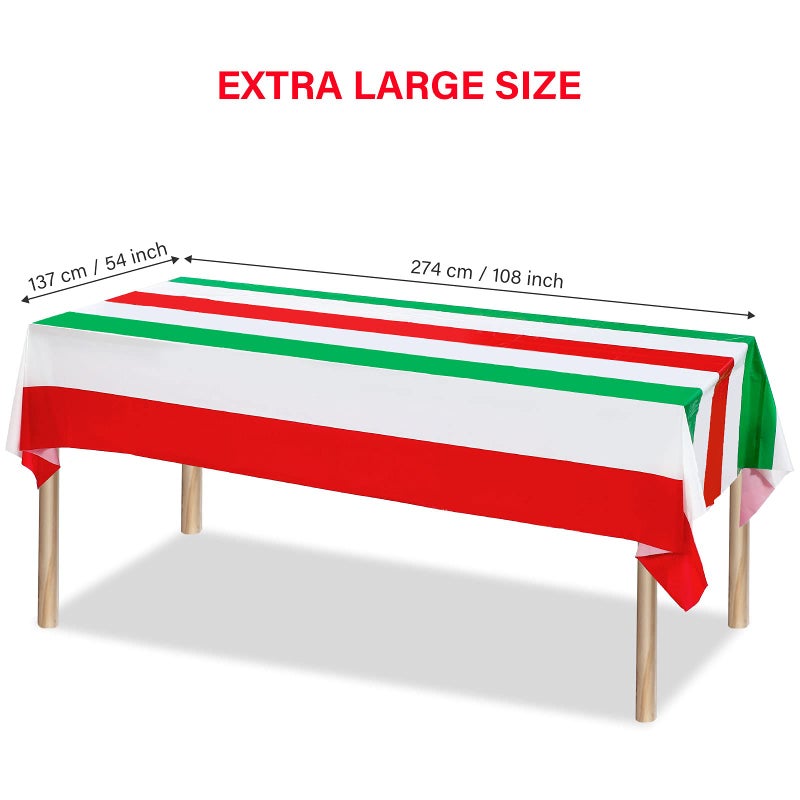 Tatuo 3 Pieces Italian Flag Rectangular Tablecloth Decorations Plastic Red White and Green Italian Flag Design Table Cover for Party Family Gathering Kitchen Dining Decoration and Supplies 54 x 108 Inch - Image 2
