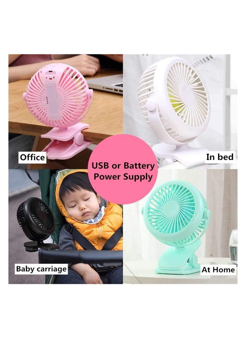 Generic - Portable Noiseless Desk Fan, Small and Compact Desk Fan with 3 Speeds Green and Battery - Image 1