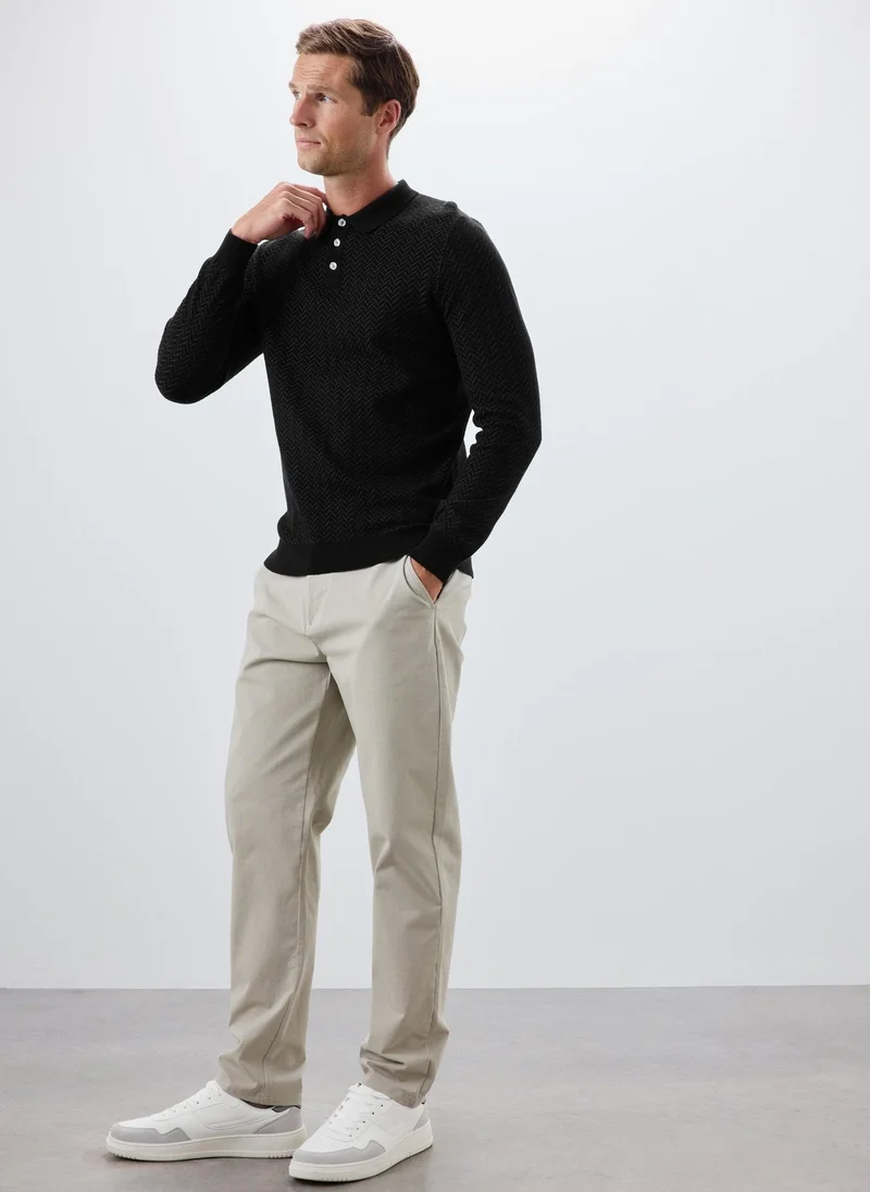 Matalan Black Smart Chevron Polo Shirt