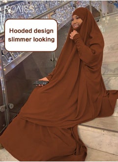 roaiss 2-Piece Casual Loose Set Muslim Women's Long Top and Elastic Waist Skirt Wrist Splice Tight Fashion Versatile Set  - Image 2