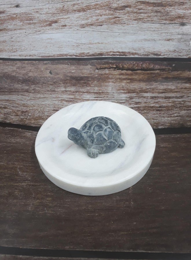 KRAFT CLOUDS Feng Shui Stone Tortoise with Plate - Kachua with Marble Pond Bowl - Symbol of Wealth and Good Luck (Small Size Showpiece for Pooja & Home Decor) - Image 1