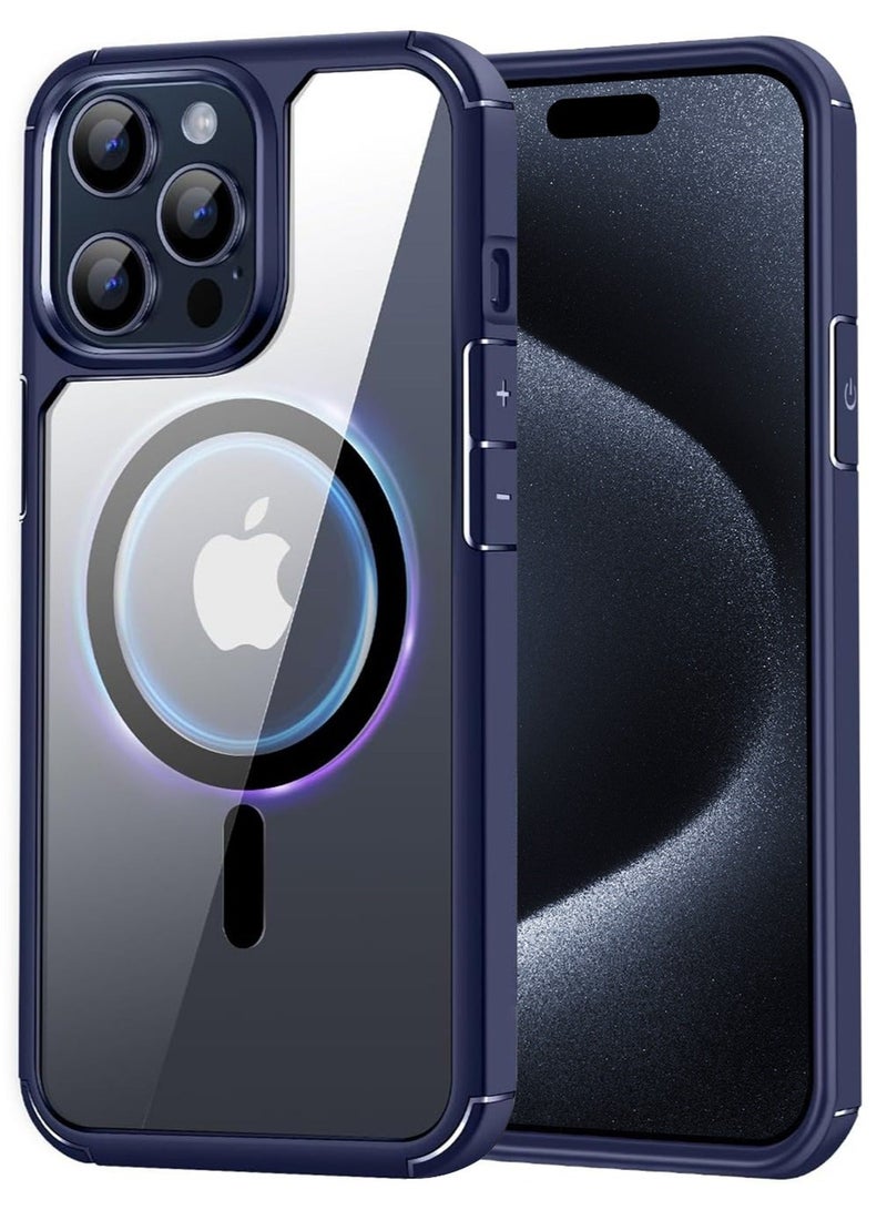 Captaintech Designed for iPhone 15 Pro Max 6.7-inch Magnetic case Compatible with Magsafe Defender Military Shockproof,Hard Back Case,Ultra-Thin Crystal Back-Anti-Scratch Cover-Blue - Image 1