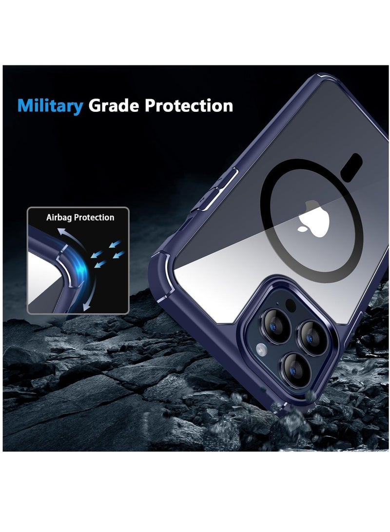 Captaintech Designed for iPhone 15 Pro Max 6.7-inch Magnetic case Compatible with Magsafe Defender Military Shockproof,Hard Back Case,Ultra-Thin Crystal Back-Anti-Scratch Cover-Blue - Image 2