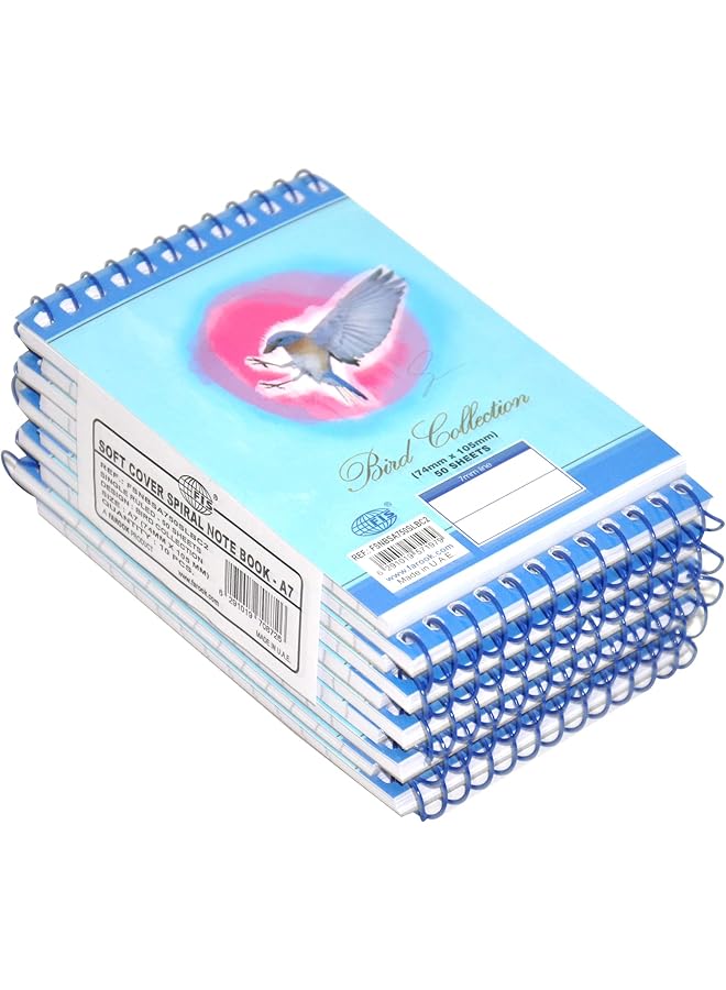 FIS 10 Pcs A7 Soft Cover Spiral Notebook Top Spiral Single Ruled Printed Design Front And Back With Uv 50 Sheets Fsnbsa750Slbc2 - Image 1