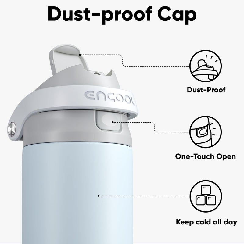 ENCOOL Leakproof Insulated Water Bottle with Straw Dual-Sip Water Bottle Bag-Safe Design for Work, Commute & Gym â€“ Keeps Drinks Cold All Day, 40 oz, Misty Grey - Image 2