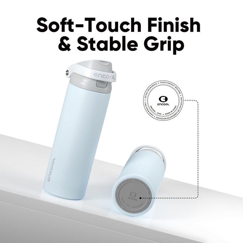ENCOOL Leakproof Insulated Water Bottle with Straw Dual-Sip Water Bottle Bag-Safe Design for Work, Commute & Gym â€“ Keeps Drinks Cold All Day, 40 oz, Misty Grey - Image 5