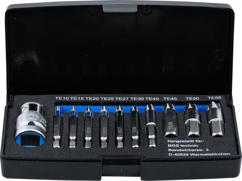 BGS 9170 | Screw Extractor Set | for damaged T-Star (for Torx) T10 - T55 | 11 pcs. - Image 1