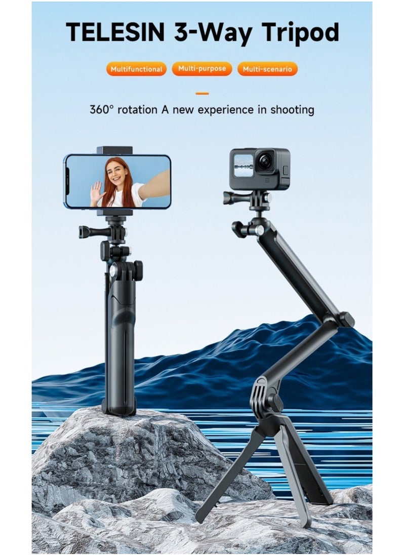 TELESIN 3-Way Selfie Stick Tripod Grip Magic Arm Foldable Pole Multi-Mount For Insta360 Ace Pro GoPro 12 11 Action 4 3 Accessory - pzsku/ZA322E5CF5A1271D70E0BZ/45/_/1717066623/ce9aaa55-3da3-48b6-85dd-b34ce7407c8e