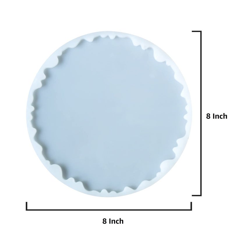 KIRA Box Silicone Resin Tray Mold,8 inch 6mm Deep Zig Zag Round Dish Mold Serving Tray with Edge, Circle Plate Epoxy Resin Casting Mold for DIY Faux Agate Tray, Serving Board, Coaster, Home Decor-4 - Image 2