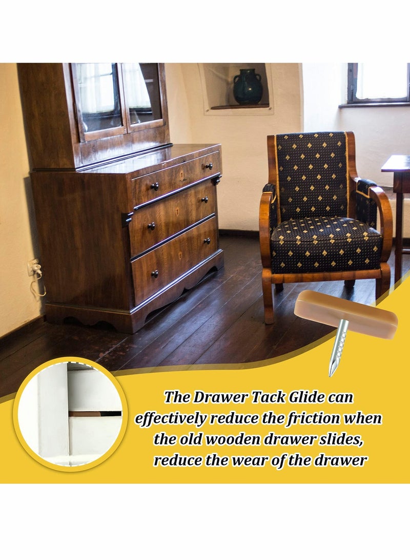 Tack-in Drawer Glides Tack Glide, Brown Furniture Slider for Repairing Dressers, Making All the Drawers Slide Smoothly and Evenly (60 Pcs)  - Image 4
