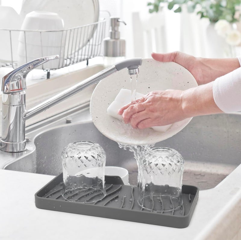 STORE 2508 Store2508 Pack of 3 Silicone Soap Dish, Kitchen Sink Organizer Tray, Sponge Holder Kitchen Soap Tray Organizer Dish Soap Sponge Tray Bar Soap Holder Self Draining Soap Dish for Shower Bathroom Grey - Image 4