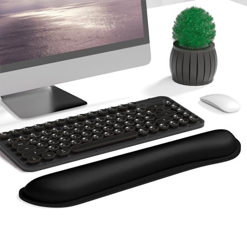 Dapesuom Enlarge Keyboard Wrist Rest, Cute Memory Foam Keyboard Wrist Cushion for Computer Desk Mats Support, Typing Pain Relief Ergonomic Mouse Pad Rests with Non-Slip Base for Gaming, Laptop, Black - Image 2