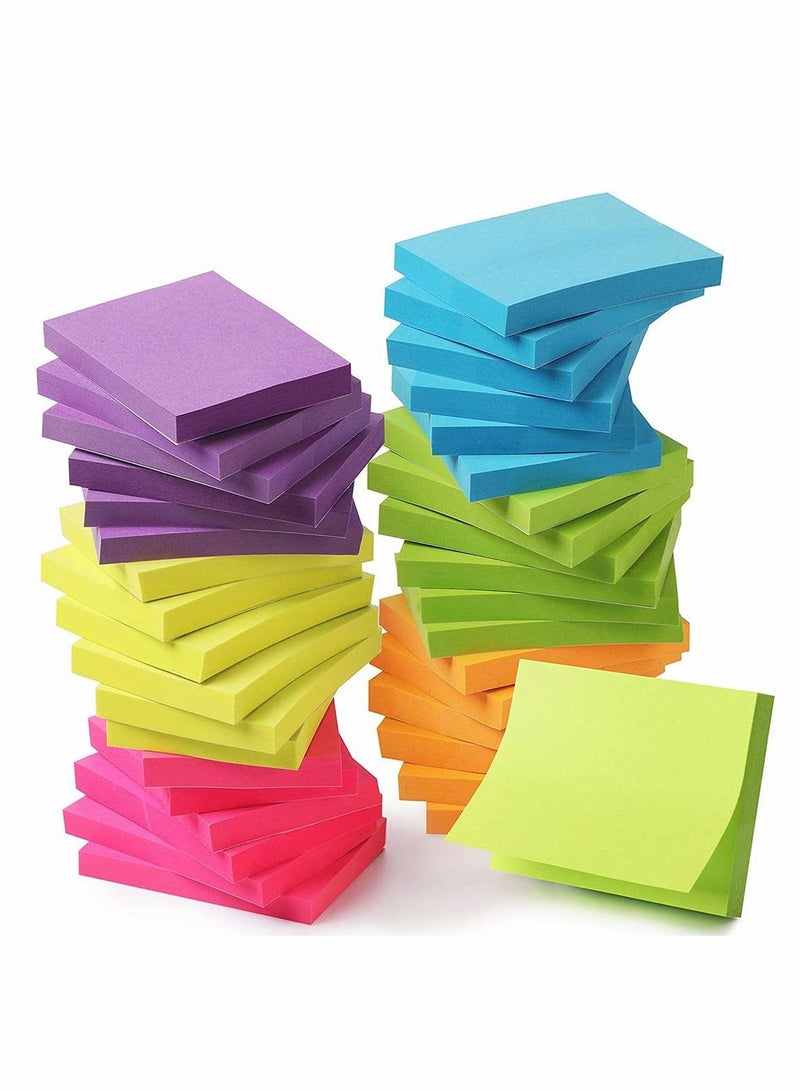 Y&D Sticky Notes, Super Bright Colorful Stickies, Small Note, Strong Self Mini Note Pads, Pad, Notes Pack - 3 x 2 inch, 36 Pcs  - Image 1