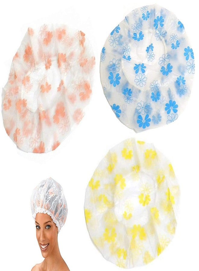 Authentic Store Shower Cap for Girls/Women/Men/KKids, Set of 3 Reusable With Elastic Band For Use/Salons/Spa/Hair Treatment/Beauty Parlours By Authentic Store . (Set of 3)(Multi-Coloured) - Image 1