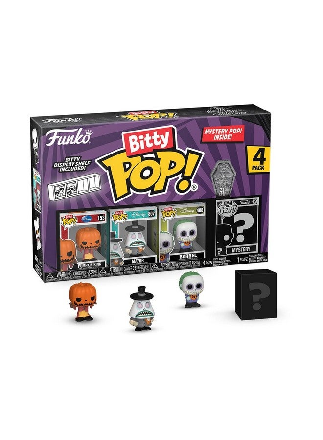 Funko Bitty Pop The Nightmare Before Christmas - Pumpkin Jack 4PK - Pumpkin King, Mayor (Frowning), Barrel and A Surprise Mystery Mini Figure - 0.9 Inch (2.2 Cm) Collectable - Gift Idea - Image 1