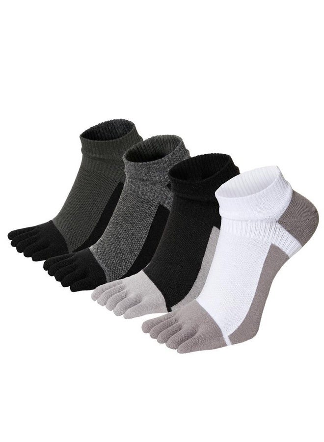 Toe Socks for Men Women Ankle Cotton Five Fingers Socks Low Cut Athletic Running Socks 4 Pairs