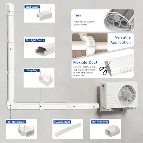 SUREPHON 4" 10Ft Mini Split Line Set Cover, Plastic Line Kit for Outside Units, Mini Split Air Conditioner, Central AC and Heat Pump - Image 3