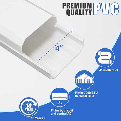 SUREPHON 4" 10Ft Mini Split Line Set Cover, Plastic Line Kit for Outside Units, Mini Split Air Conditioner, Central AC and Heat Pump - Image 2