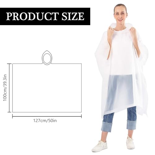 Optifit Hooded Raincoat, Reusable EVA Raincoats with Hood Unisex Rain Ponchos Standard Length Waterproof Rain Coat for Camping, Hiking, Music Festival & Outdoor Activities (White) Free Size - Image 2