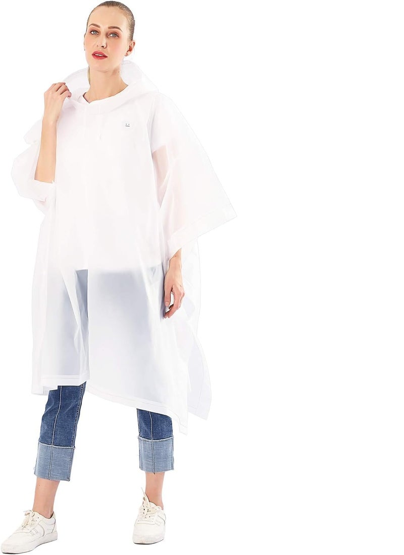 Optifit Hooded Raincoat, Reusable EVA Raincoats with Hood Unisex Rain Ponchos Standard Length Waterproof Rain Coat for Camping, Hiking, Music Festival & Outdoor Activities (White) Free Size - Image 1