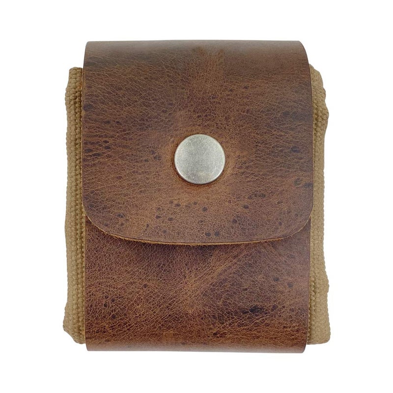 Hide & Drink, Foraging Pouch (Collapsible) for Hiking, Treasures & Seashells Bag, Easy Looping Around Belts, Grocery Storage, Waxed Canvas, Handmade, Fatigue - Image 1