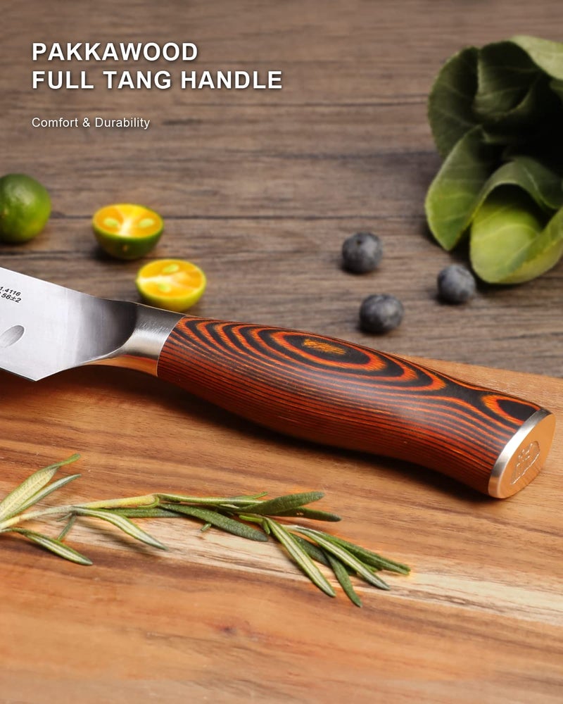 TUO Santoku Knife - 7 inch Kitchen Knife Japanese Chef Knife, High Carbon Stainless Steel Chef Knife, Ergonomic Pakkawood Handle, Gift Box - Fiery Phoenix Series - Image 4