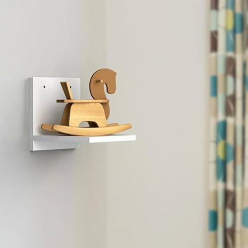 flux Wooden Square Wall Mounted Plant Stand Floating Shelves for Wall Wood Shelf Decor Plant Display Collectibles Mounted Kitchen Bathroom Bedroom Decorative Storage Shelf Stand(Without bracket White) - Image 1