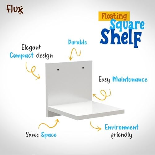 flux Wooden Square Wall Mounted Plant Stand Floating Shelves for Wall Wood Shelf Decor Plant Display Collectibles Mounted Kitchen Bathroom Bedroom Decorative Storage Shelf Stand(Without bracket White) - Image 2