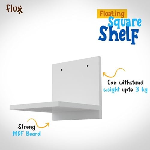 flux Wooden Square Wall Mounted Plant Stand Floating Shelves for Wall Wood Shelf Decor Plant Display Collectibles Mounted Kitchen Bathroom Bedroom Decorative Storage Shelf Stand(Without bracket White) - Image 4