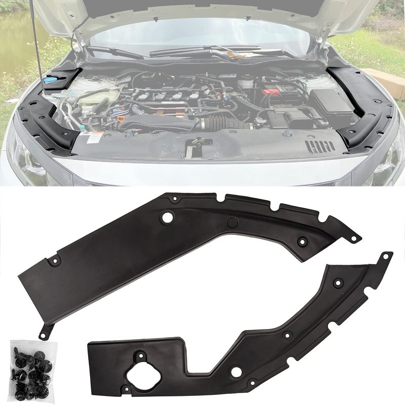Archaic Engine Bay Side Panel Cover for Honda Civic SedanHatchbackCoupe 20162021 Long Version Replace Trims for 10th Gen Civic Accessories EXLXSportTouringSi