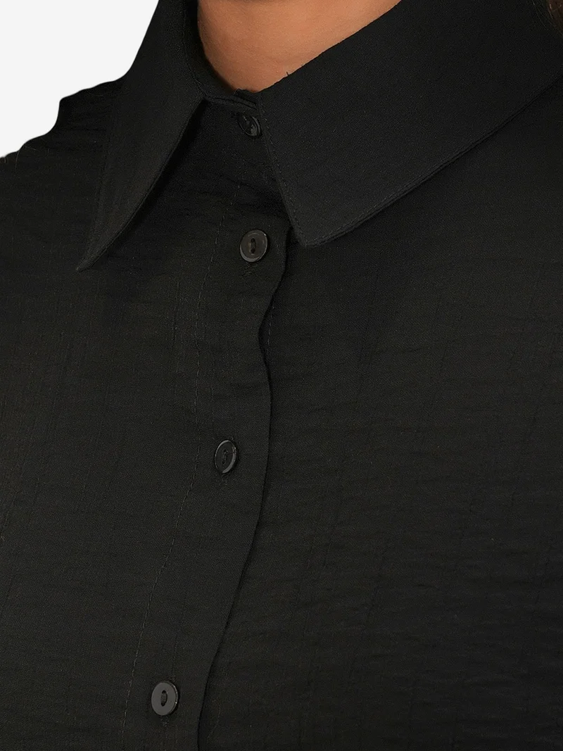 Big Dart Black BDART Textured Button-Up Long Sleeve Shirt for Women | Best Price UAE