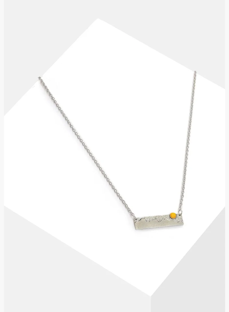 SOHI Silver Plated Designer Stone Pendant Chain