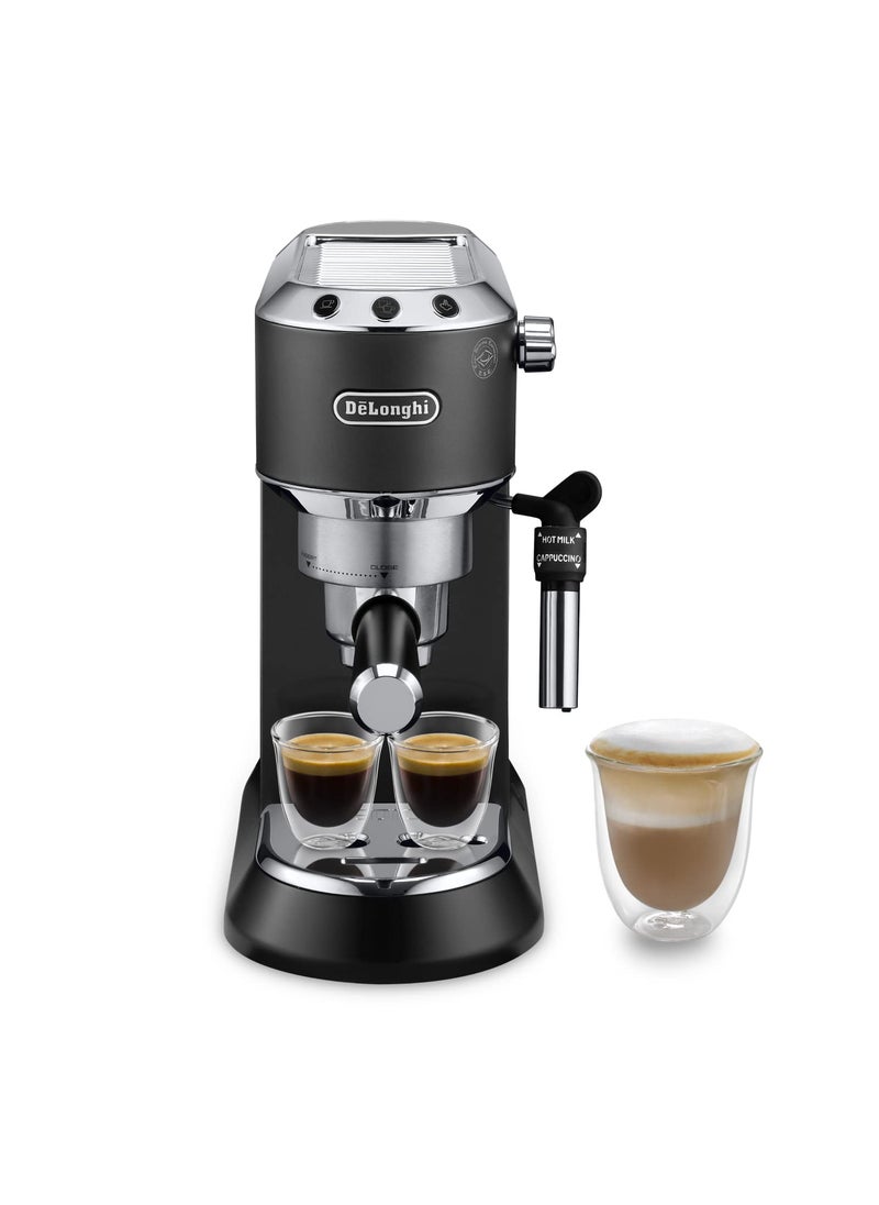 De'Longhi DeLonghi EC685BK Dedica Style Pump Espresso Coffee Machine Espresso Cappuccino Latte More Recipe OptionsCoffee Maker Machine for Home 15 Bar Pressure 1350 WFree Demo InstallationBlack  - Image 1