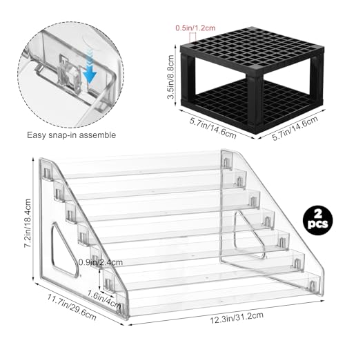 YEXEXINM 2 Pcs Clear Paint Organizer With Paint Brush Holder7 Layers Acrylic Paint OrganizerPaint Storage RackCraft Paint Organizer RackMiniature Paint Holder for Paint Storage - Image 3