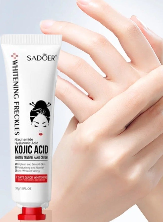 SADOER Kojic Acid Hand Cream 30g Skin Brightening Cream for Dark Hands Moisturizing Hand Care Spot Removal Anti Aging  - Image 1