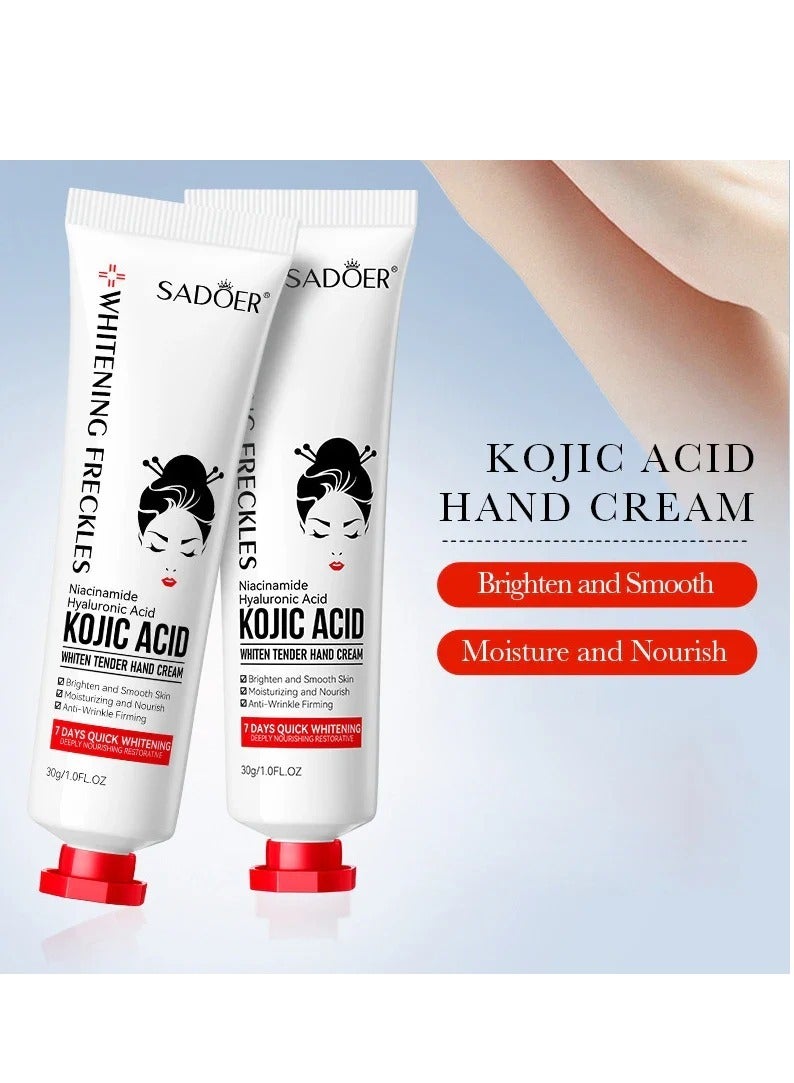SADOER Kojic Acid Hand Cream 30g Skin Brightening Cream for Dark Hands Moisturizing Hand Care Spot Removal Anti Aging  - Image 5