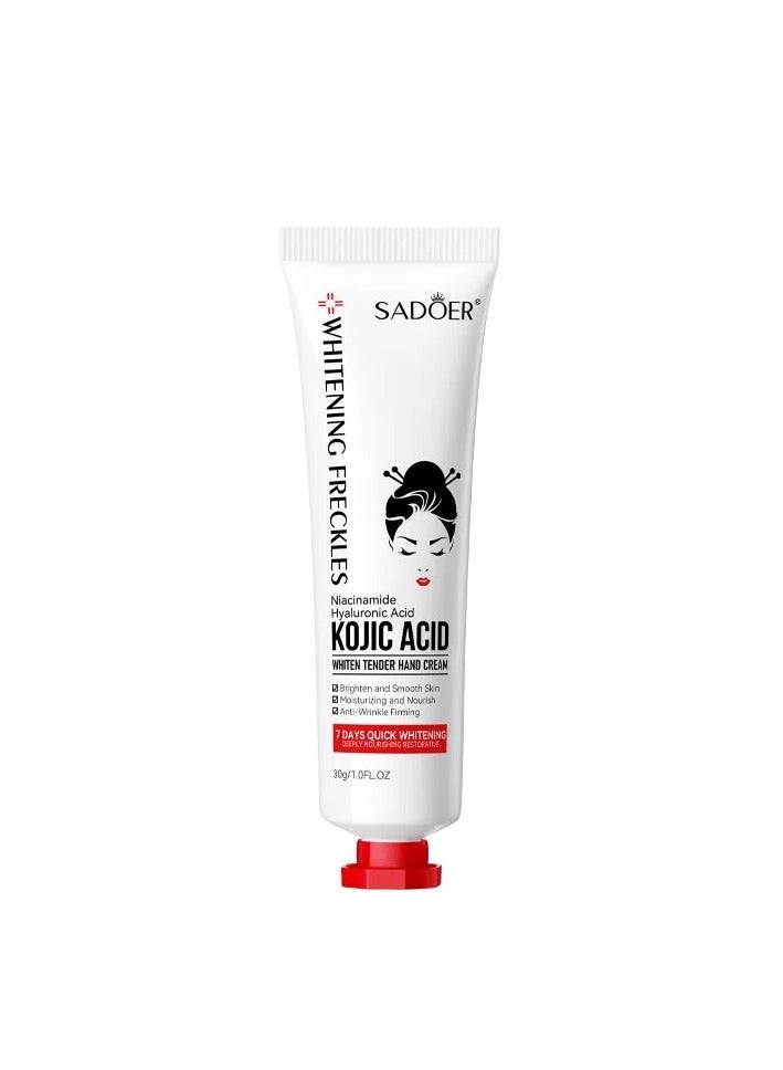 SADOER Kojic Acid Hand Cream 30g Skin Brightening Cream for Dark Hands Moisturizing Hand Care Spot Removal Anti Aging  - Image 2